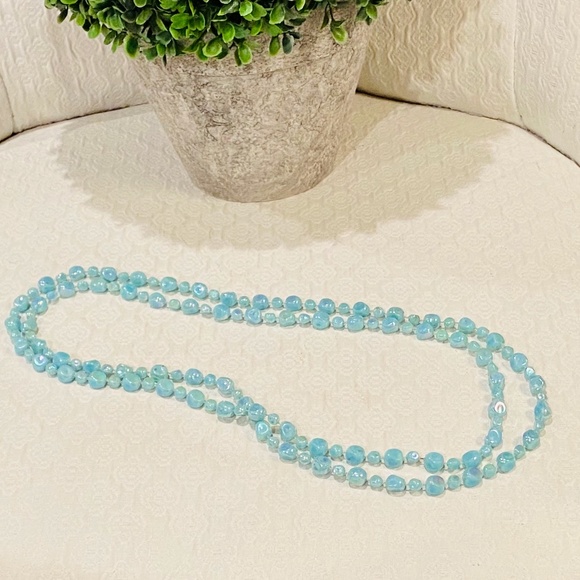 Vintage Blue Opalescent Beads Costume Necklace-BUNDLE ONLY - Picture 3 of 7